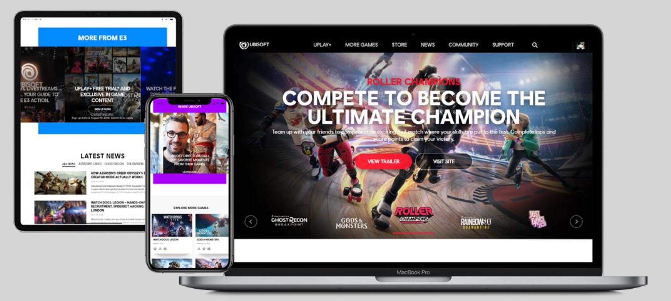 Screenshot of the Ubisoft.com Homescreen Redesign